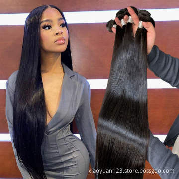 32 34 36 38 40"vendors Raw Indian Straight Hair Weave Peruvian 100% Human Hair Weft Super Long Mink Brazilian Human hair Bundles